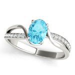 Elegant 14kt White Gold Oval Fashion Ring - Semi-Mount with 1/8 ct tw Diamonds
