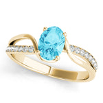 Elegant 14kt White Gold Oval Fashion Ring - Semi-Mount with 1/8 ct tw Diamonds