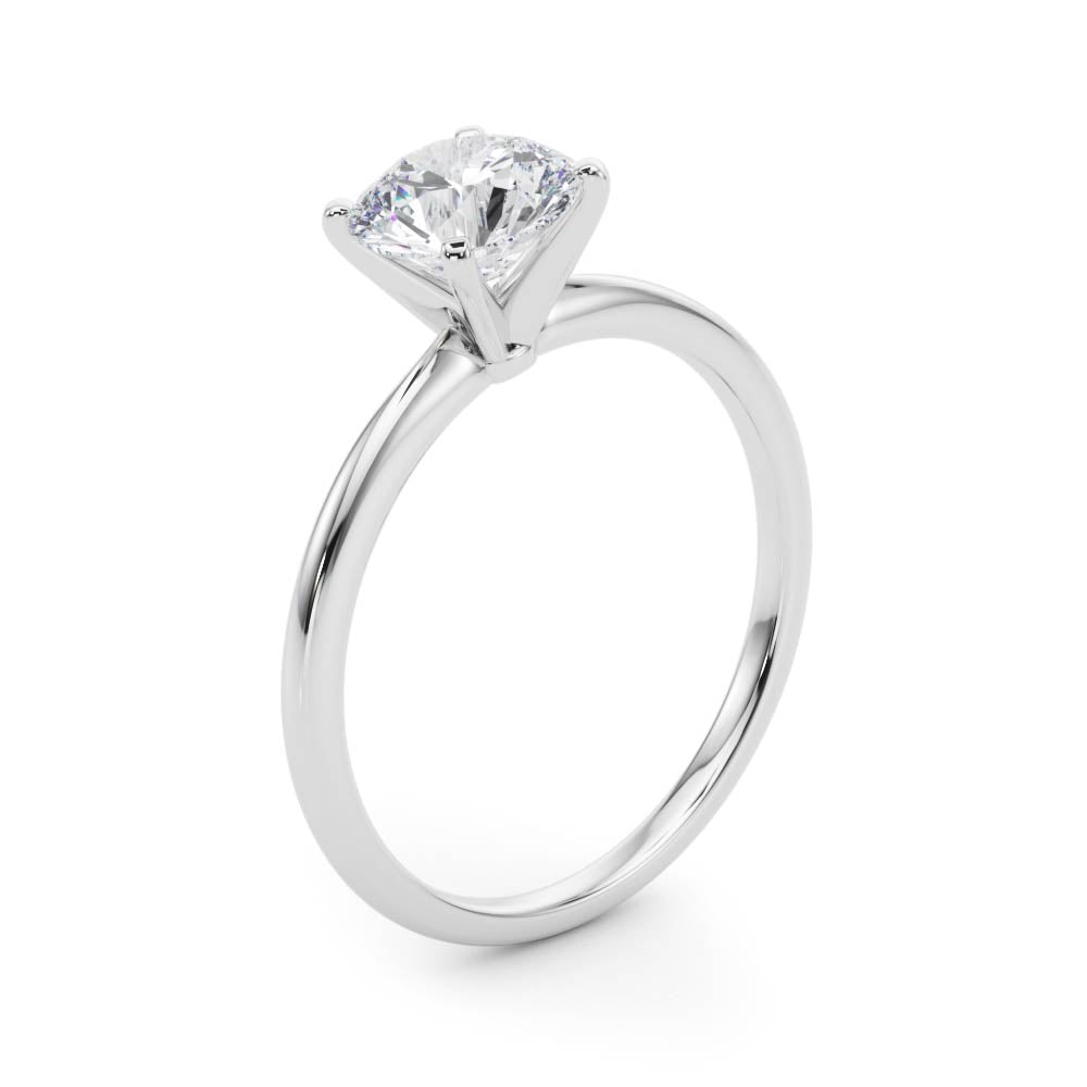 Elegant 14kt White Gold Solitaire Engagement Ring Setting for 2 Carat Round Diamond - Size 7