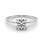 Elegant 14kt White Gold Solitaire Engagement Ring Setting for 2 Carat Round Diamond - Size 7