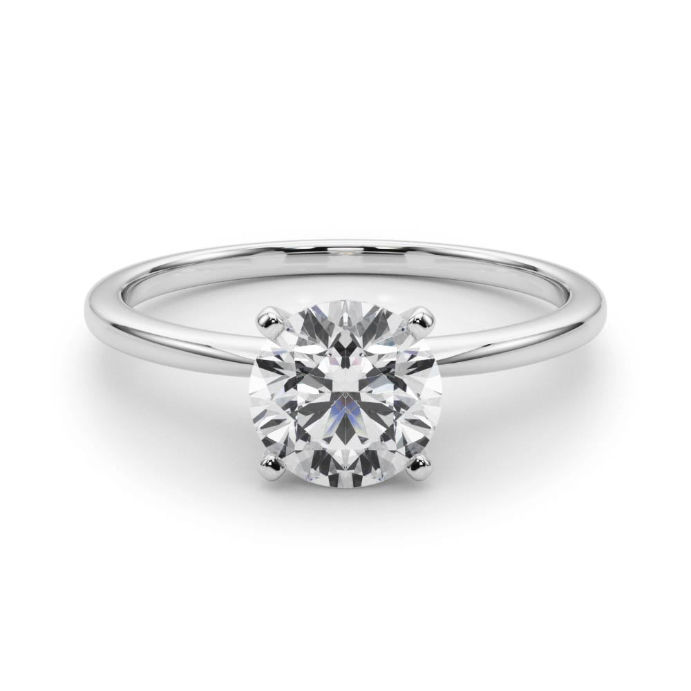 Elegant 14kt White Gold Solitaire Engagement Ring Setting for 2 Carat Round Diamond - Size 7
