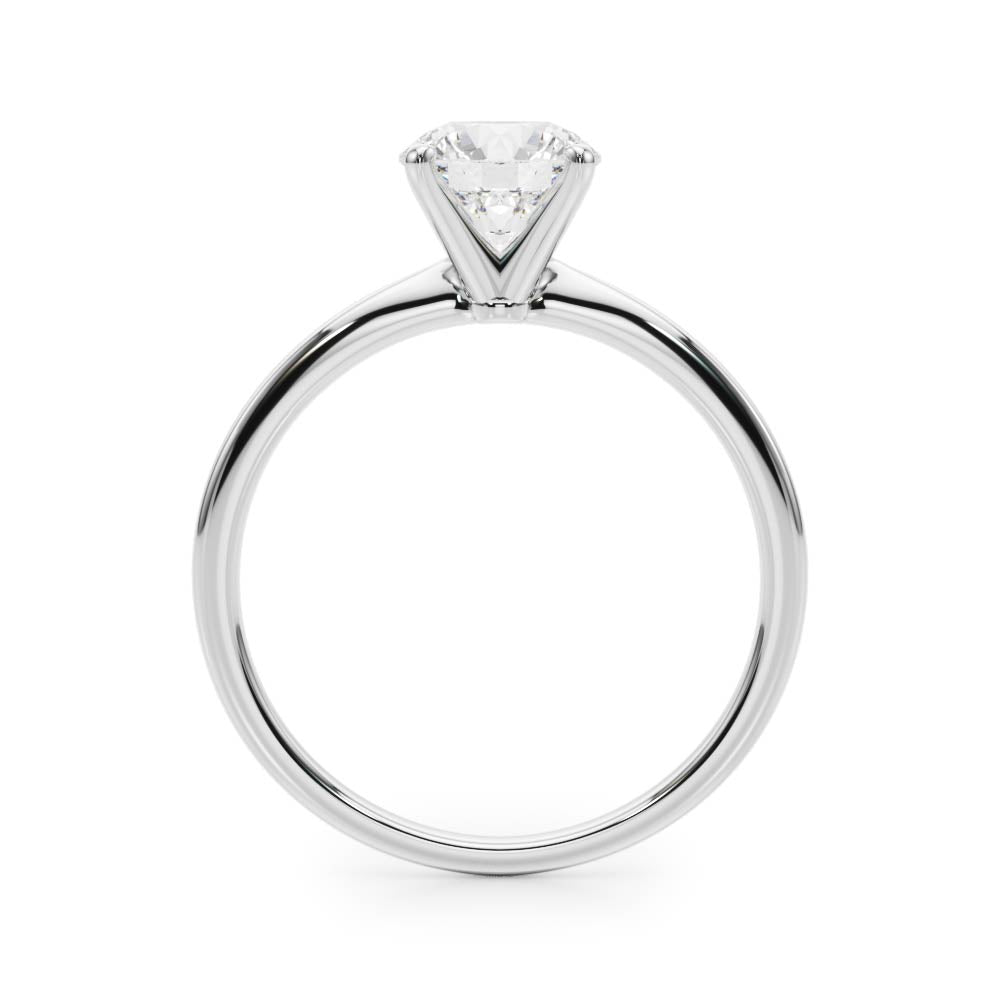 Elegant 14kt White Gold Solitaire Engagement Ring Setting for 2 Carat Round Diamond - Size 7