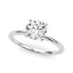 Elegant 14kt White Gold Solitaire Engagement Ring Setting for 2 Carat Round Diamond - Size 7