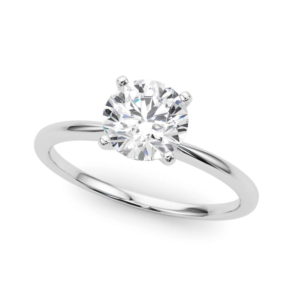 Elegant 14kt White Gold Solitaire Engagement Ring Setting for 2 Carat Round Diamond - Size 7