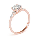 Elegant 14kt White Gold 3-Stone Marquise Ring - 2ct Round Center Stone Setting