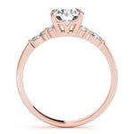 Elegant 14kt White Gold 3-Stone Marquise Ring - 2ct Round Center Stone Setting