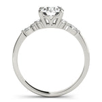 Elegant 14kt White Gold 3-Stone Marquise Ring - 2ct Round Center Stone Setting