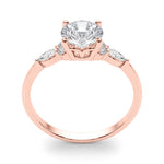 Elegant 14kt White Gold 3-Stone Marquise Ring - 2ct Round Center Stone Setting