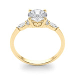 Elegant 14kt White Gold 3-Stone Marquise Ring - 2ct Round Center Stone Setting