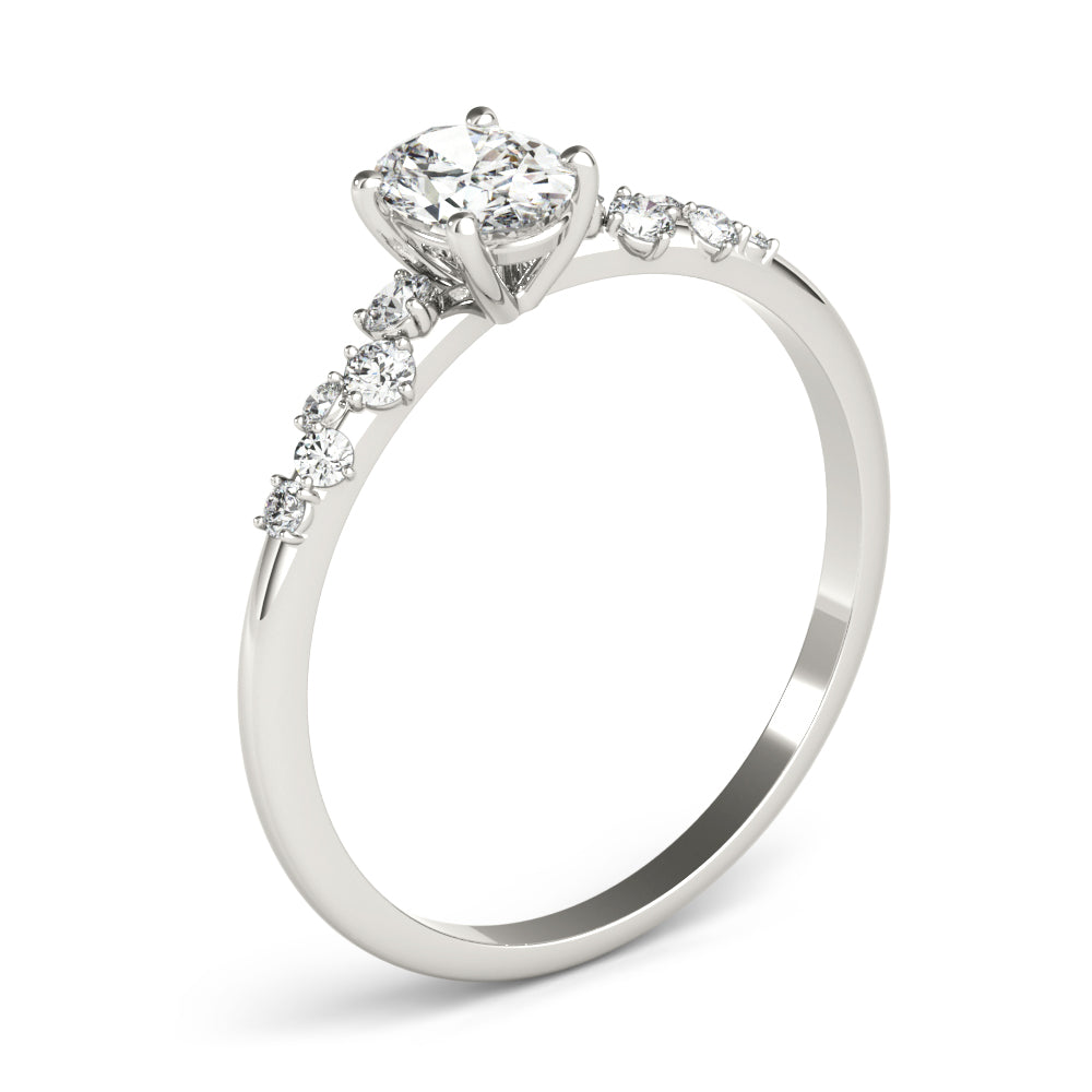 Elegant 14kt White Gold Oval Semi-Mount Diamond Ring