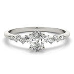 Elegant 14kt White Gold Oval Semi-Mount Diamond Ring