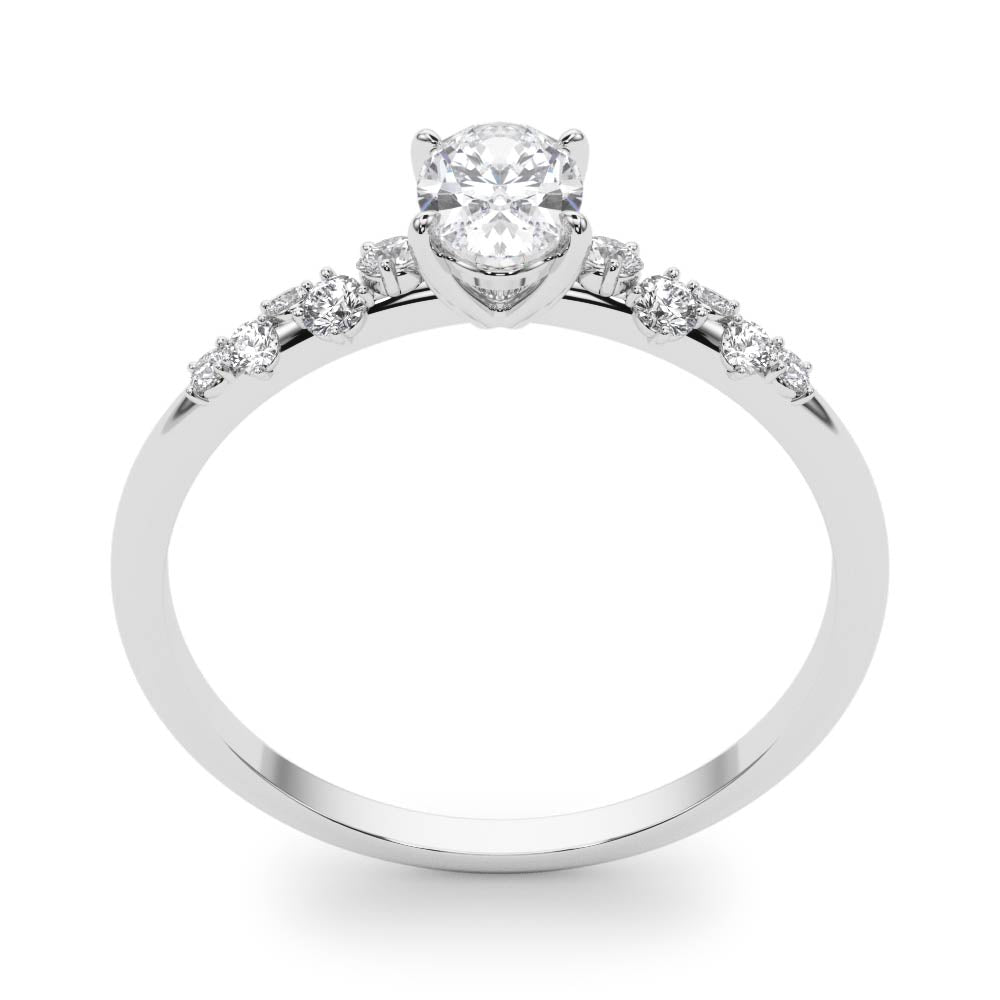 Elegant 14kt White Gold Oval Semi-Mount Diamond Ring