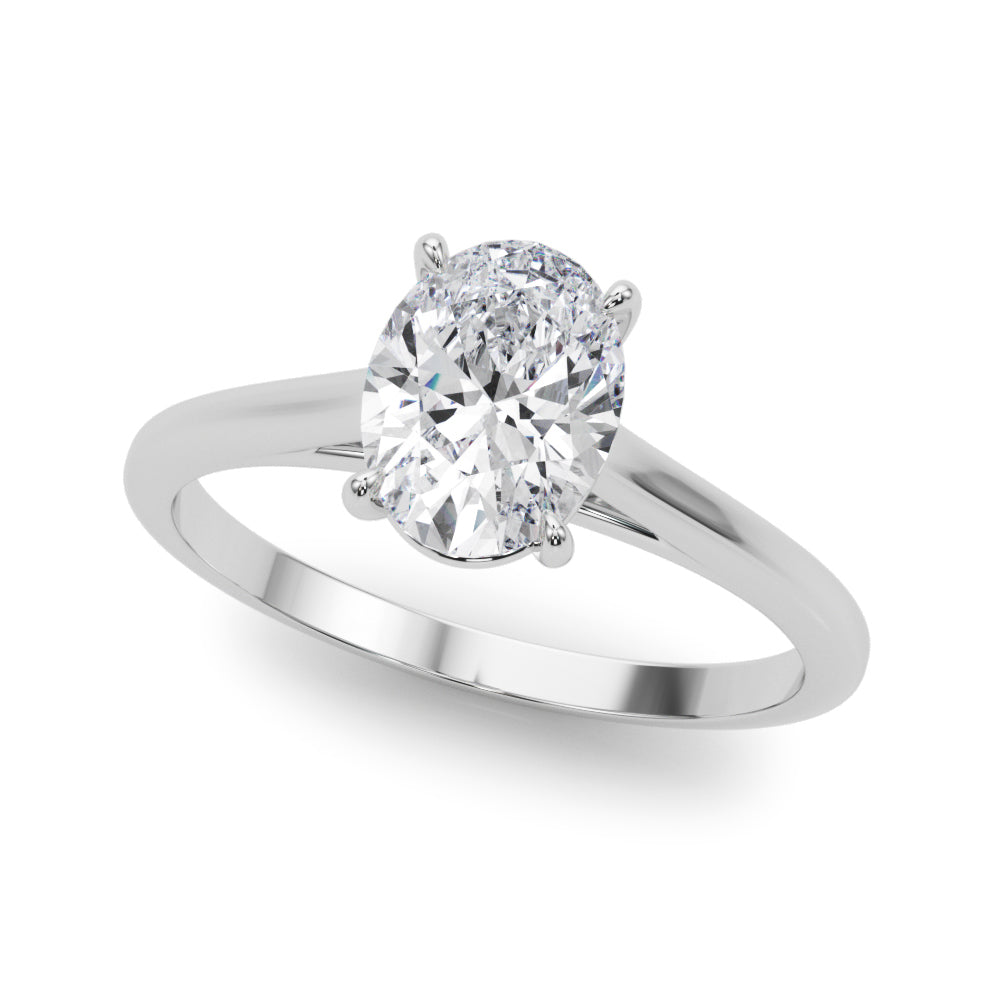Exquisite 14kt White Gold Solitaire Oval Engagement Ring