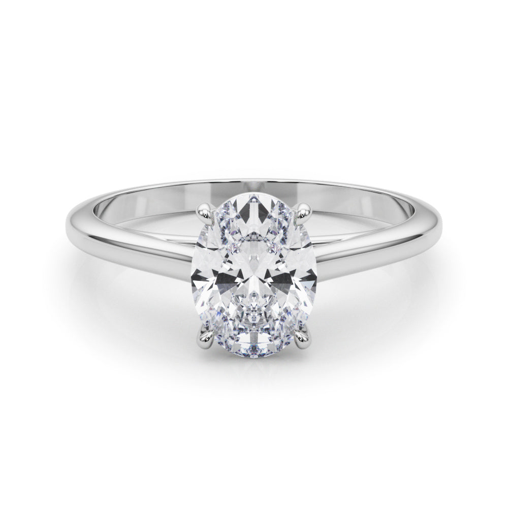 Exquisite 14kt White Gold Solitaire Oval Engagement Ring