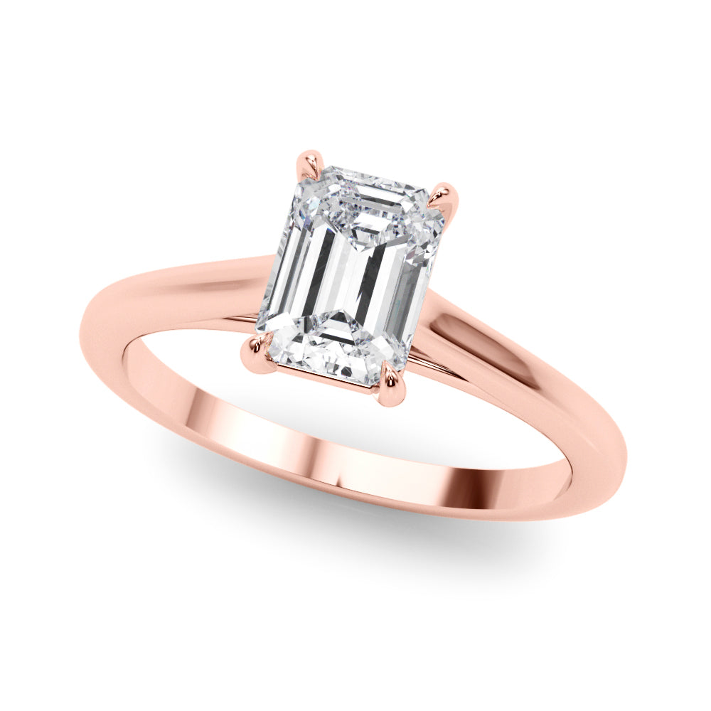 Exquisite 10x8mm Emerald Cut Solitaire Setting - 14kt White Gold