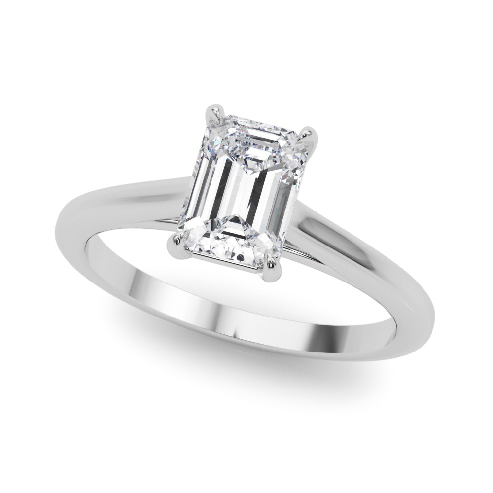 Exquisite 10x8mm Emerald Cut Solitaire Setting - 14kt White Gold