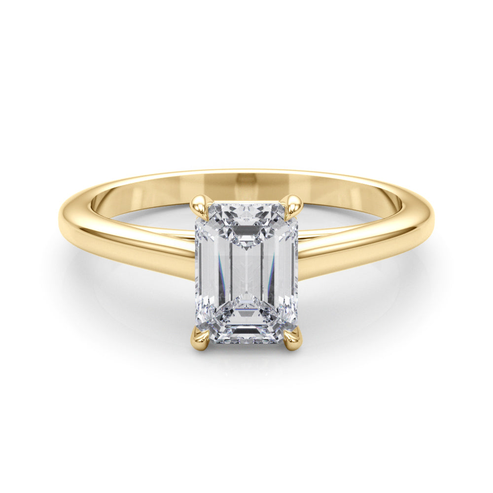 Exquisite 10x8mm Emerald Cut Solitaire Setting - 14kt White Gold