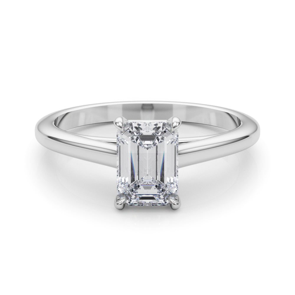 Exquisite 10x8mm Emerald Cut Solitaire Setting - 14kt White Gold