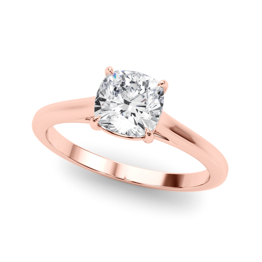 Elegant 14kt White Gold Solitaire Cushion Engagement Ring Setting - Style 