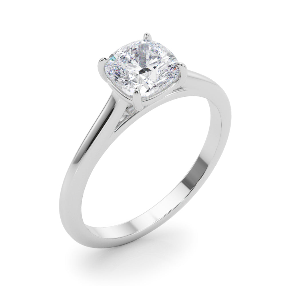 Elegant 14kt White Gold Solitaire Cushion Engagement Ring Setting - Style 
