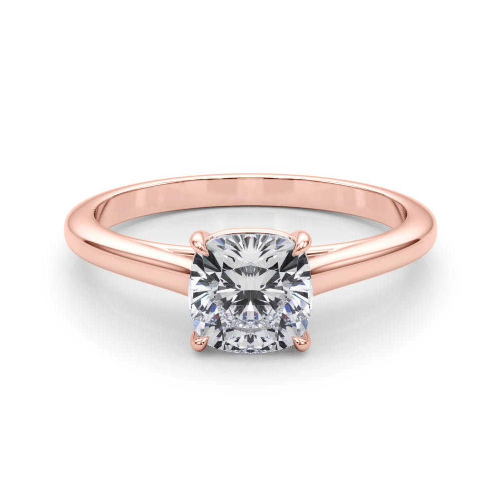 Elegant 14kt White Gold Solitaire Cushion Engagement Ring Setting - Style 