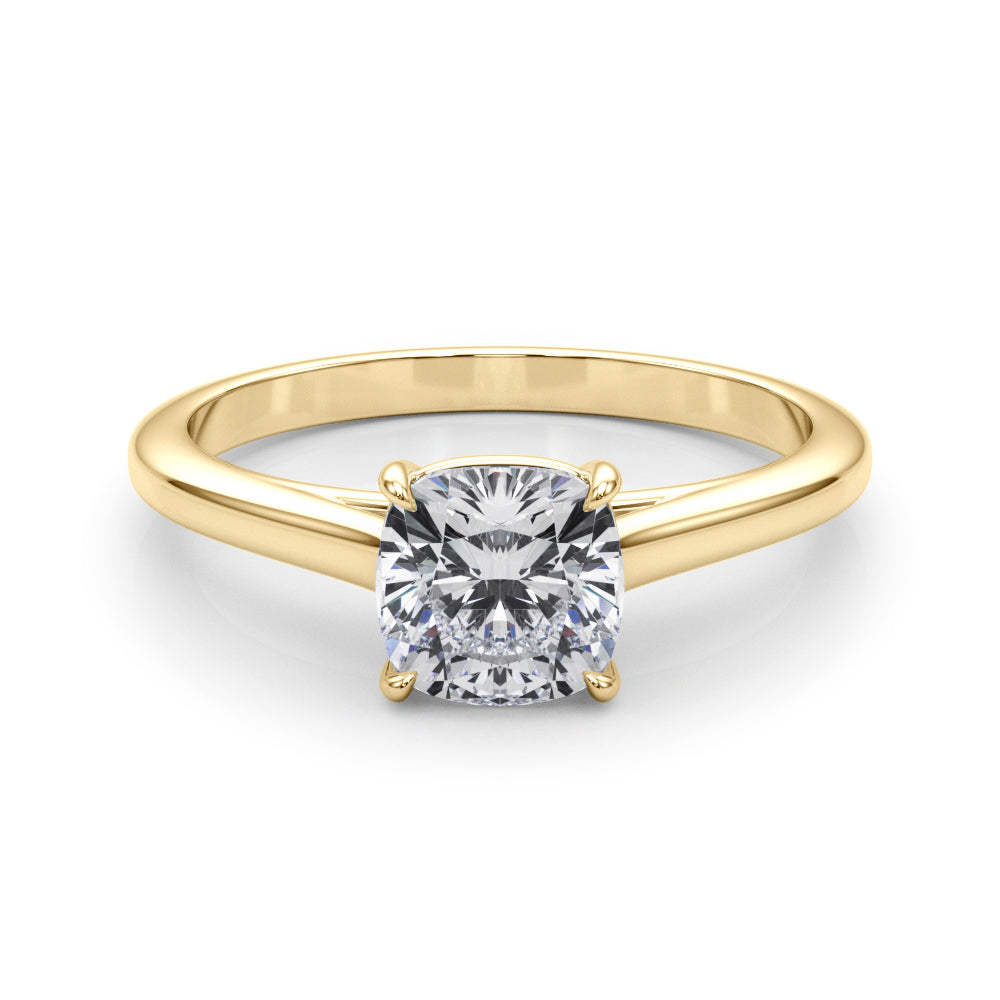 Elegant 14kt White Gold Solitaire Cushion Engagement Ring Setting - Style 
