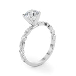 Elegant 14kt White Gold Marquise & Round Diamond Semi-Mount Engagement Ring (1/2 ct tw)
