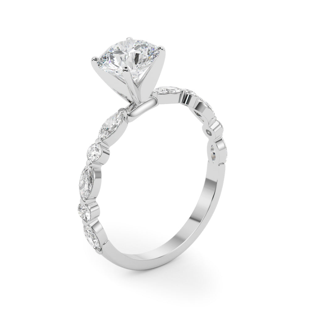 Elegant 14kt White Gold Marquise & Round Diamond Semi-Mount Engagement Ring (1/2 ct tw)