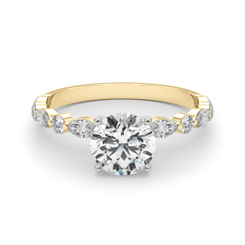 Elegant 14kt White Gold Marquise & Round Diamond Semi-Mount Engagement Ring (1/2 ct tw)