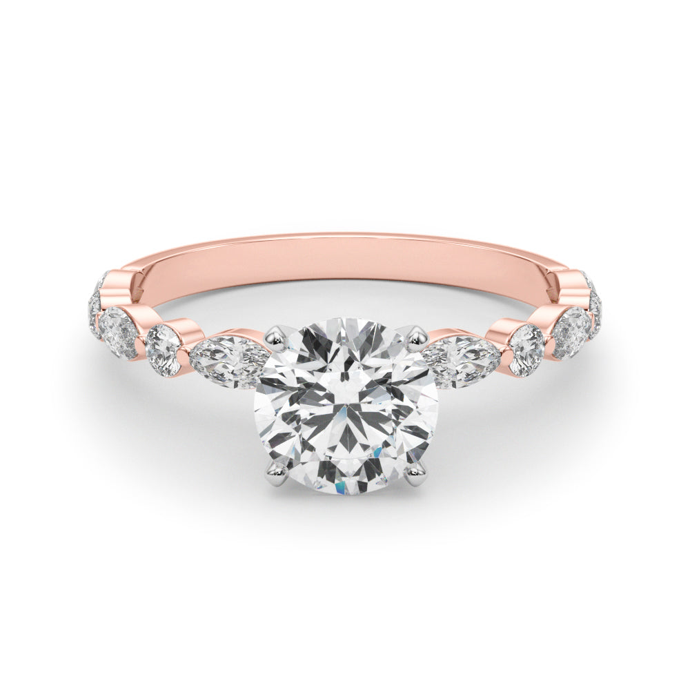 Elegant 14kt White Gold Marquise & Round Diamond Semi-Mount Engagement Ring (1/2 ct tw)