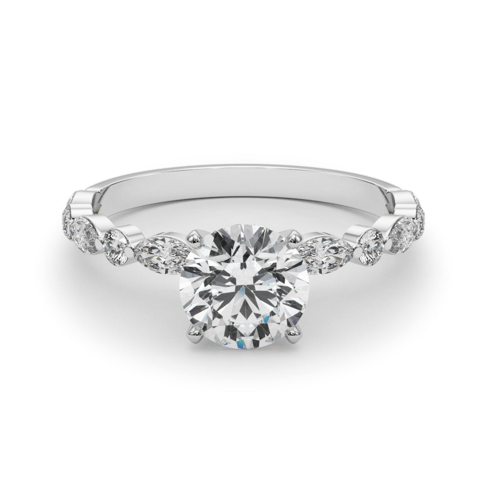 Elegant 14kt White Gold Marquise & Round Diamond Semi-Mount Engagement Ring (1/2 ct tw)