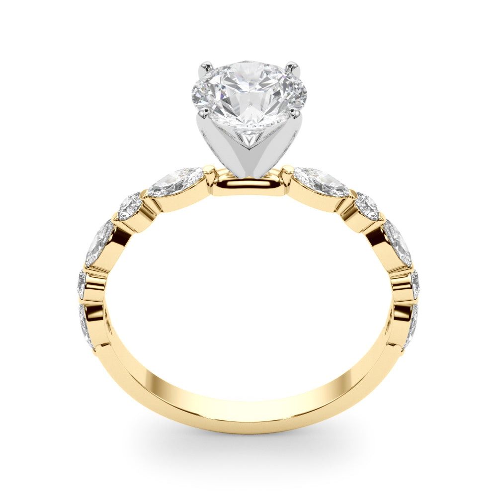 Elegant 14kt White Gold Marquise & Round Diamond Semi-Mount Engagement Ring (1/2 ct tw)