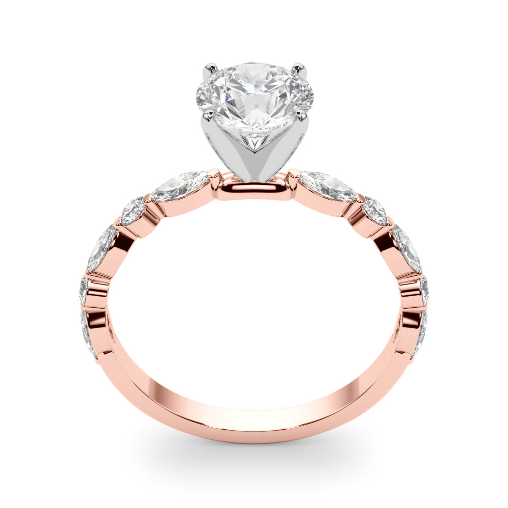 Elegant 14kt White Gold Marquise & Round Diamond Semi-Mount Engagement Ring (1/2 ct tw)