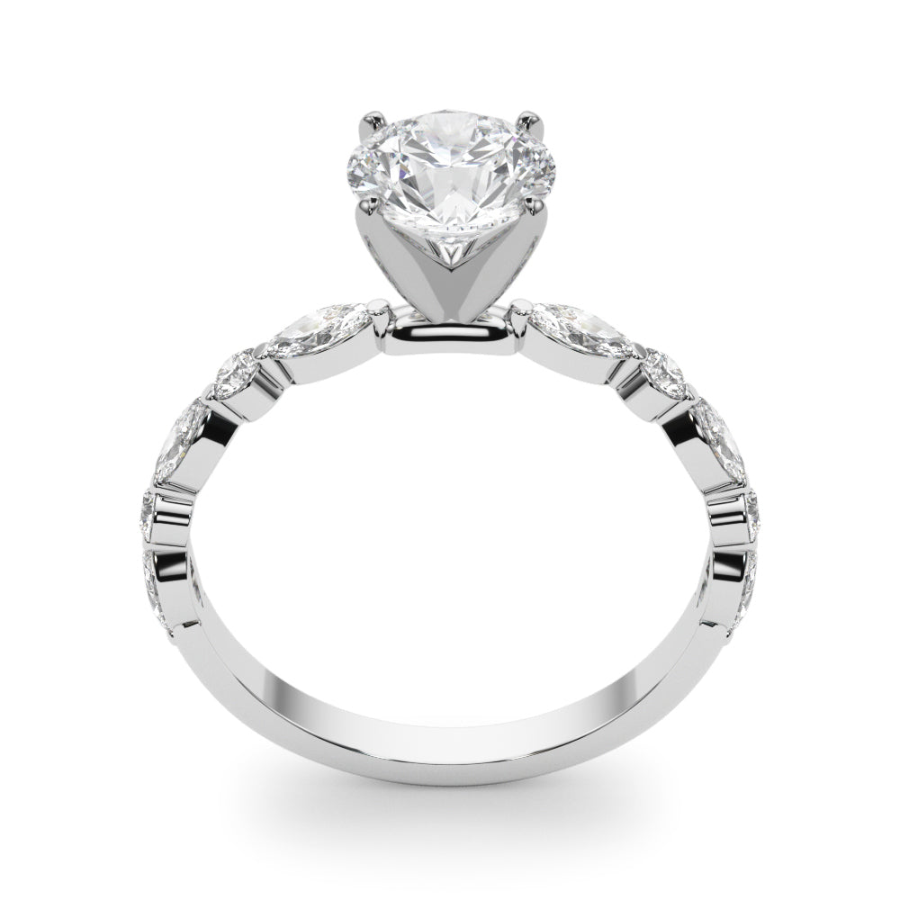 Elegant 14kt White Gold Marquise & Round Diamond Semi-Mount Engagement Ring (1/2 ct tw)