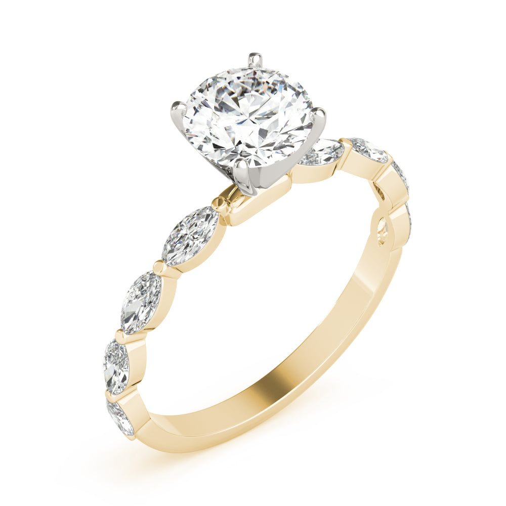 Elegant 14kt White Gold Marquise Semi-Mount Diamond Engagement Ring Setting (1/2 ct tw)