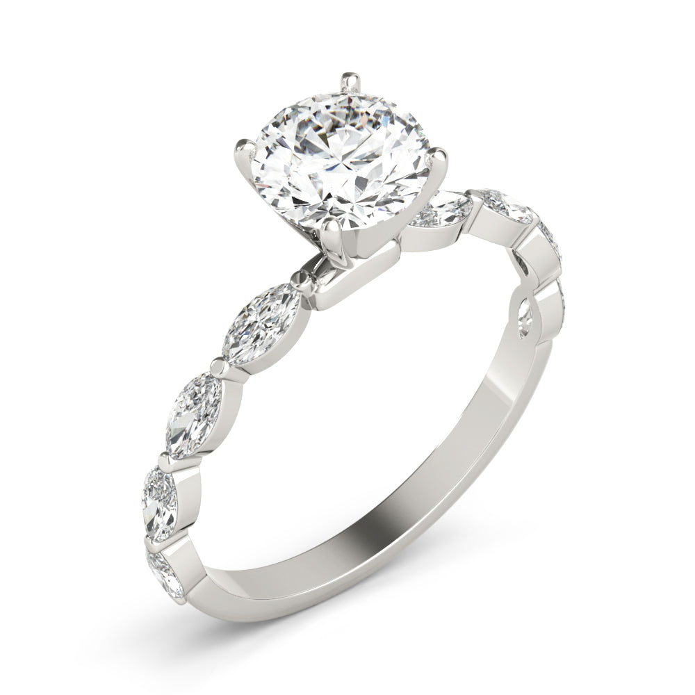Elegant 14kt White Gold Marquise Semi-Mount Diamond Engagement Ring Setting (1/2 ct tw)