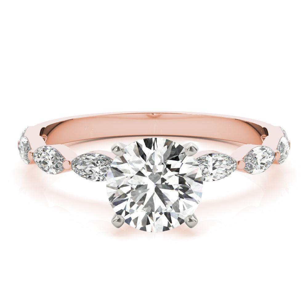 Elegant 14kt White Gold Marquise Semi-Mount Diamond Engagement Ring Setting (1/2 ct tw)