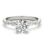Elegant 14kt White Gold Marquise Semi-Mount Diamond Engagement Ring Setting (1/2 ct tw)