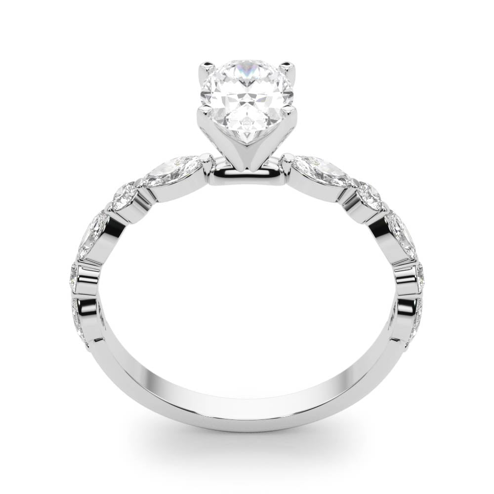 Elegant 14kt White Gold Marquise Semi-Mount Diamond Engagement Ring Setting (1/2 ct tw)