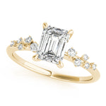 Stunning 14K White Gold Emerald Cut Engagement Ring Semi-Mount - 1/3 ct tw Center Stone Setting