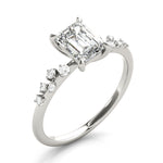 Stunning 14K White Gold Emerald Cut Engagement Ring Semi-Mount - 1/3 ct tw Center Stone Setting