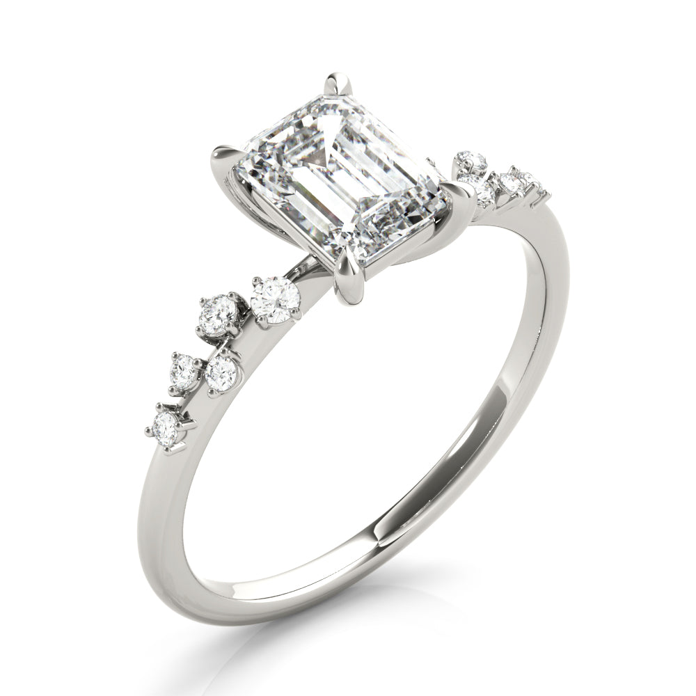 Stunning 14K White Gold Emerald Cut Engagement Ring Semi-Mount - 1/3 ct tw Center Stone Setting