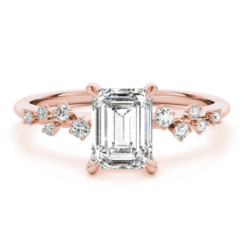 Stunning 14K White Gold Emerald Cut Engagement Ring Semi-Mount - 1/3 ct tw Center Stone Setting