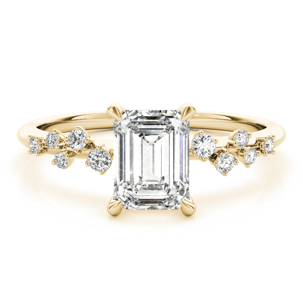 Stunning 14K White Gold Emerald Cut Engagement Ring Semi-Mount - 1/3 ct tw Center Stone Setting
