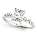 Stunning 14K White Gold Emerald Cut Engagement Ring Semi-Mount - 1/3 ct tw Center Stone Setting
