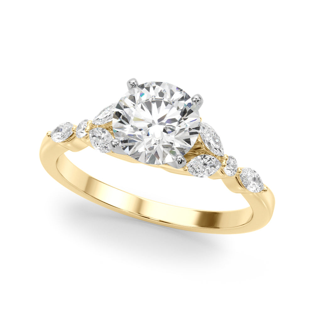 Exquisite 14kt White Gold Marquise and Round Diamond Engagement Ring - 3/8 ct TW SI1-SI2, G-H