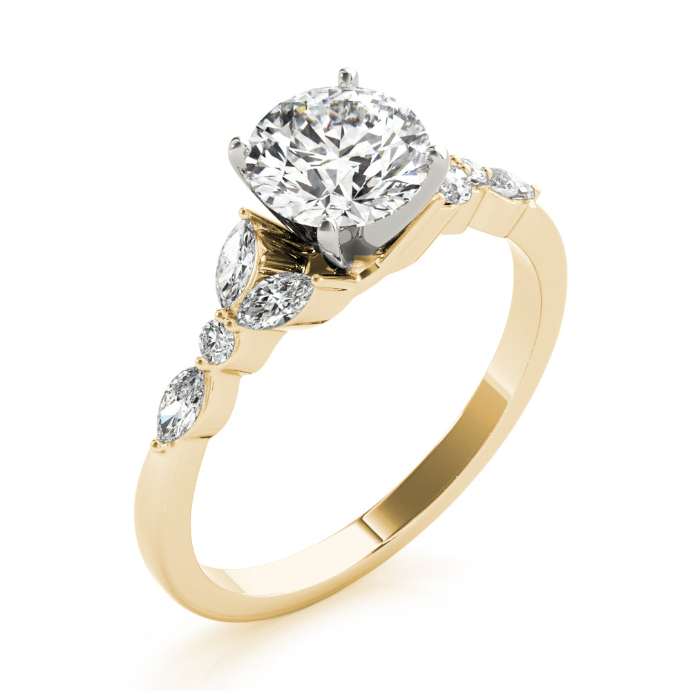 Exquisite 14kt White Gold Marquise and Round Diamond Engagement Ring - 3/8 ct TW SI1-SI2, G-H