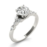 Exquisite 14kt White Gold Marquise and Round Diamond Engagement Ring - 3/8 ct TW SI1-SI2, G-H