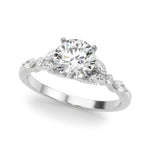 Exquisite 14kt White Gold Marquise and Round Diamond Engagement Ring - 3/8 ct TW SI1-SI2, G-H