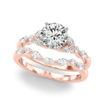 Exquisite 14kt White Gold Marquise and Round Diamond Engagement Ring - 3/8 ct TW SI1-SI2, G-H